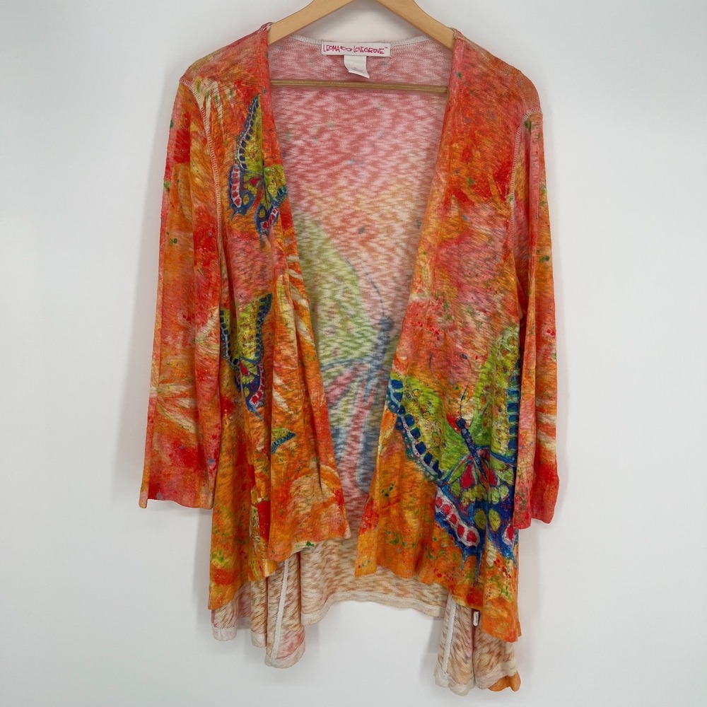 Leoma Lovegrove Open Cardigan Womens Sz XL  Butterfly Wearable Art Knit Kimono - Picture 11 of 12
